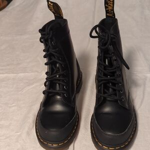 Dr. Martens Black Combat Boots with Yellow Stitching